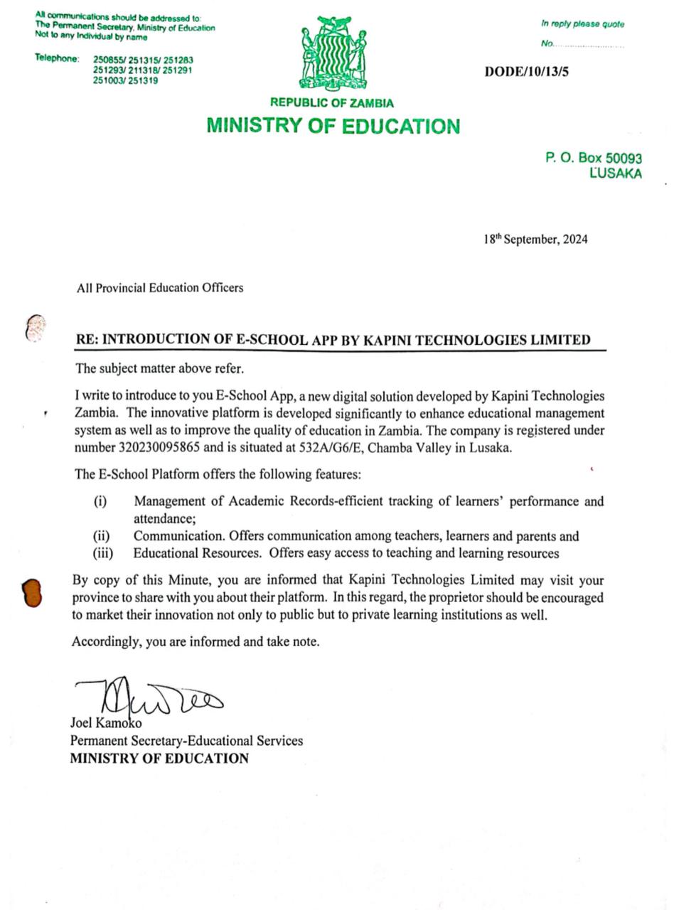 Government Endorsement Letter